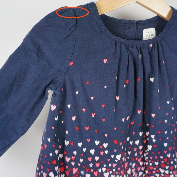 Baby Gap Lined Confetti Heart Patterned Blouse Navy Blue Size 12-18 Months - Picture 9 of 9
